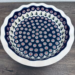 Boleslawiec Polish Pottery Christmas Holiday Ceramic Pie Plate Dish